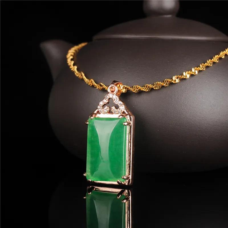Pendentif en jade vert naturel du Myanmar avec pendentifs en argent sterling 925 en or rose, ajouter une chaîne, bijoux en jade, collier en jade2973