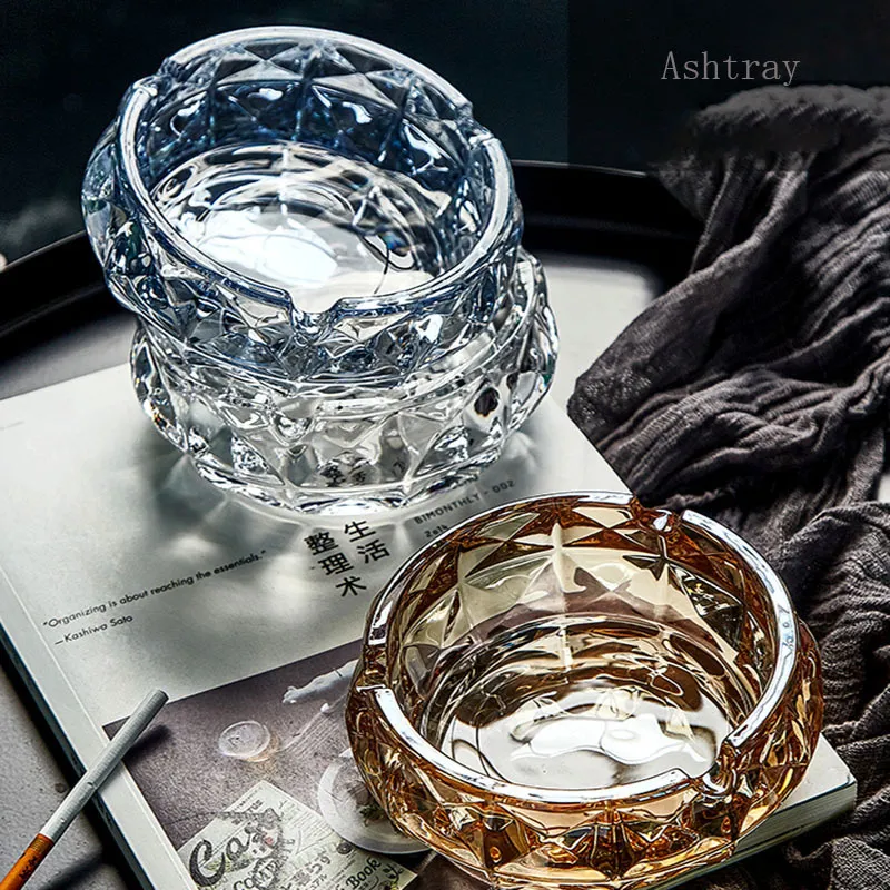 Cendriers en verre de cristal créatif Style européen mode ronde salon bureau bureau cendrier plateau de rangement boîte