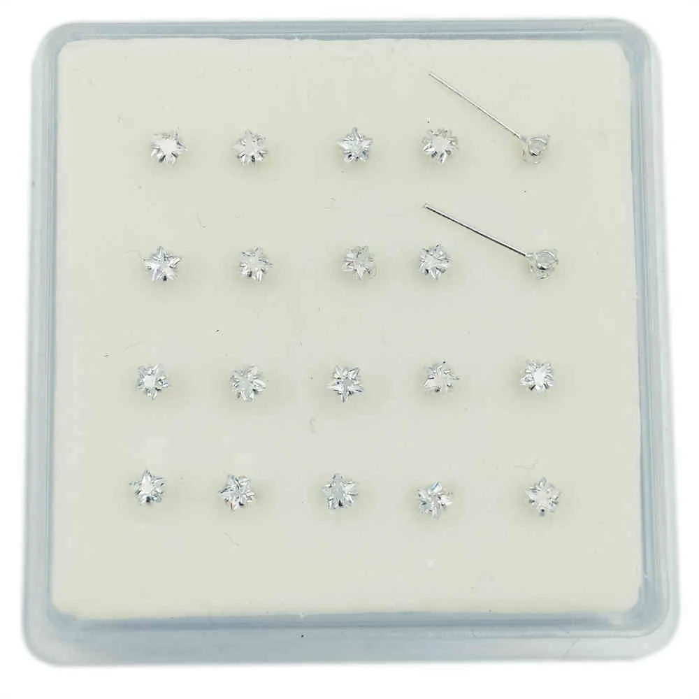 925 sterling silver Star cubic zircon Nose Stud body piercing jewelry pack3965727