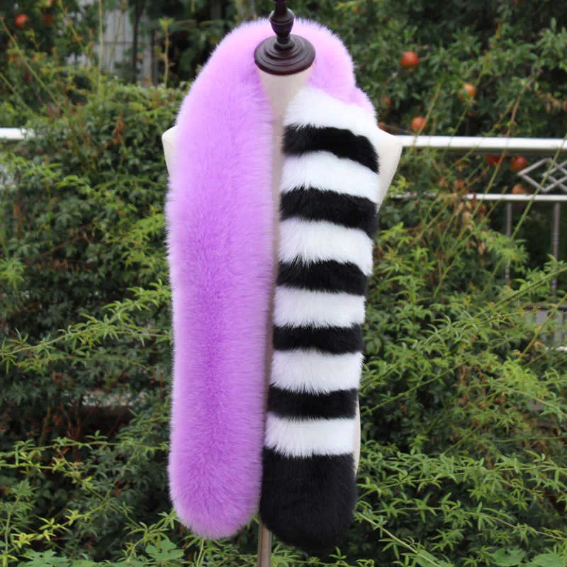 Winter Women Scarf Thick Luxury Warm Wraps 150cm Necks Shawls Faux Fox Fur Fashion Decor Ladies Elegant Long Collar Fur Muffler H0923