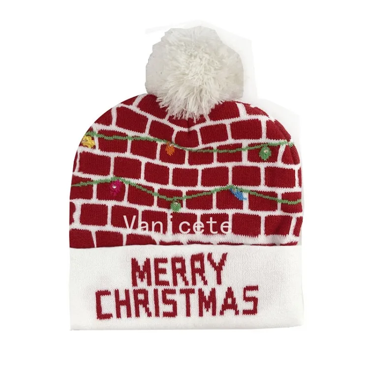 Partyhüte 10 Stil LED Weihnachtsstrickmütze 23 * 21 cm Kinder Mama Winter Warme Mützen Hirsch Weihnachtsmann CapsT2I52445