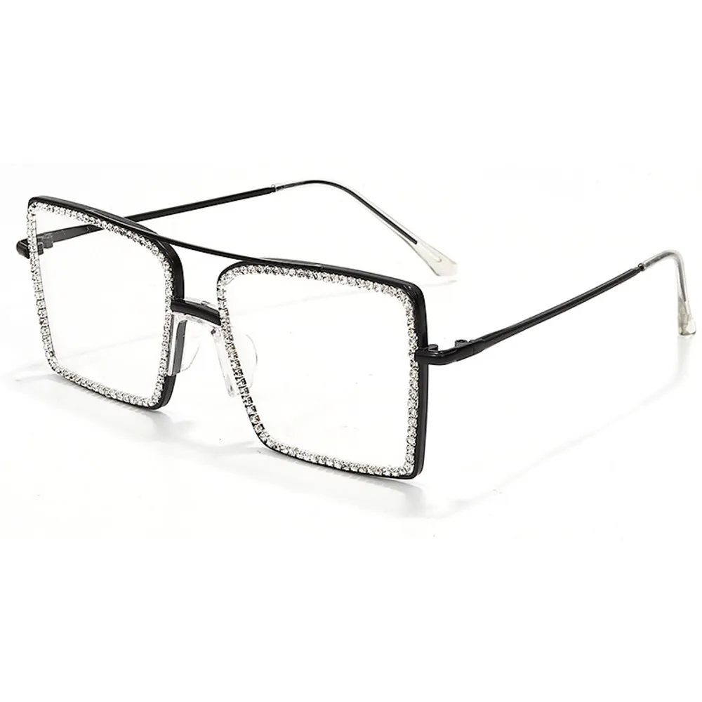 2021 Moda luksusowy godnik Bling Rhintone metalowe okulary modne duże diamentowe kobiety shad sun szklane okulary SUNGASS296A