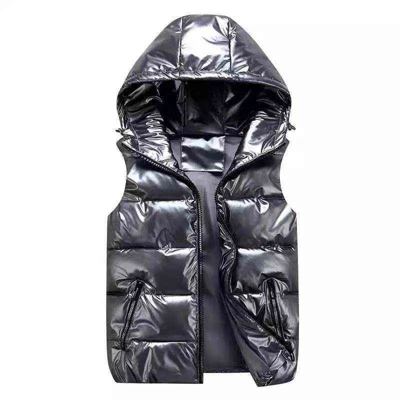 Women Bright Color Hooded Vests Female Coat Winter Men Sleeveless Down Autumn Zipper Jacket Parent-Child Vest Cotton 211216