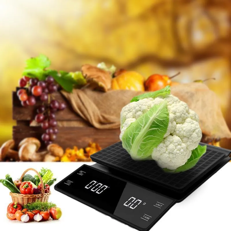 3kg Digital Electronic Kitchen Jewelry Scale Coffee Drip LED Display Time Accessories Tool Y200531
