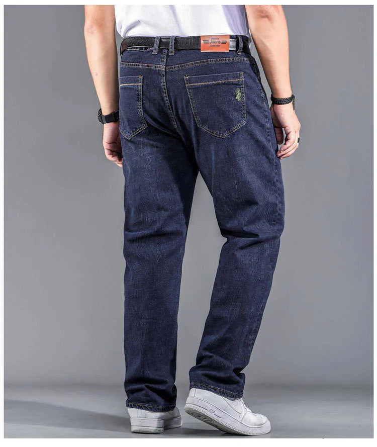 Hohe Qualität Stretch Plus Große Größe 29 - 44 48 90% Baumwolle Gerade Denim Jeans Männer Berühmte Marke Frühling 210723