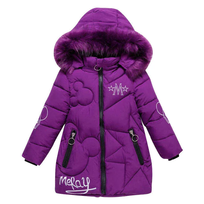 Одежда для маленьких девочек 312 лет, зимняя стеганая куртка, теплая модная детская одежда039s с капюшоном из искусственного меха для девочек 2110256328381