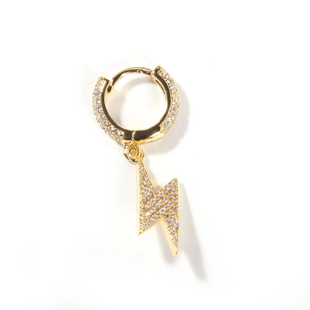 Męskie złote kolczyki Błyskawiczne damskie srebrne nurkowane hoop kolczyki moda biżuteria biodra 265h