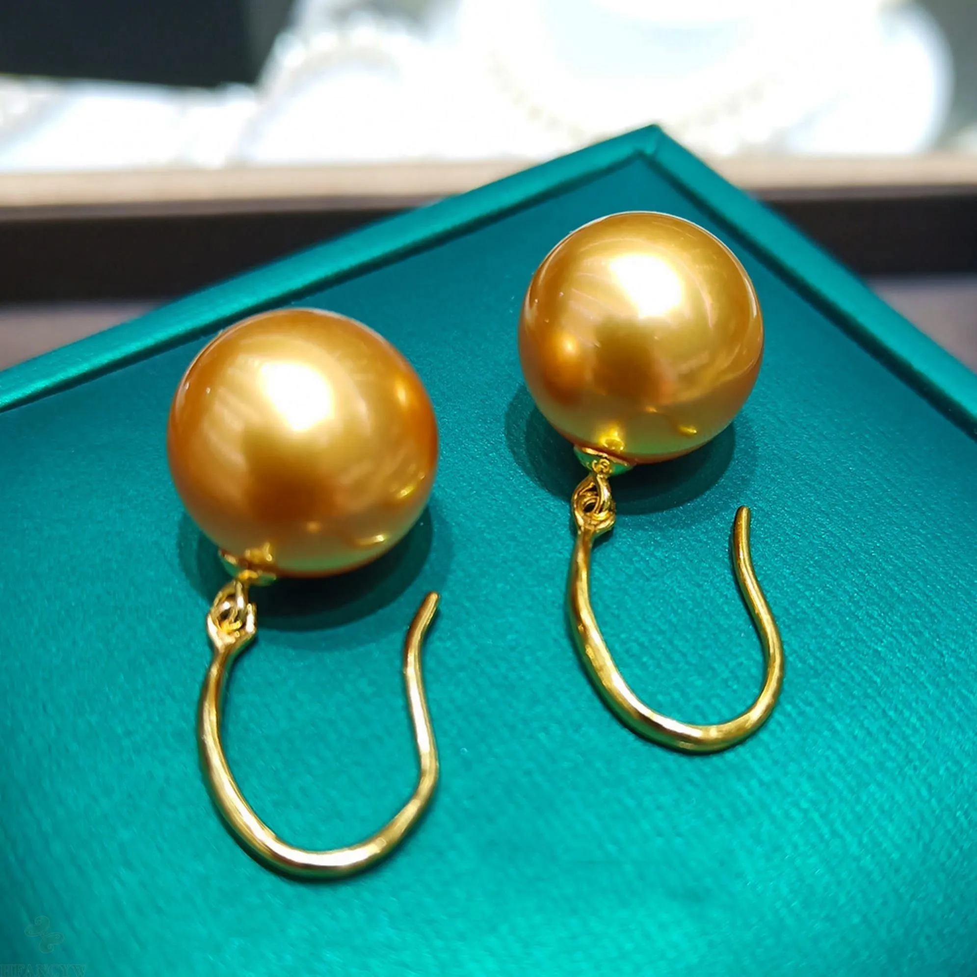 16MM Shell Pearl Silver Boucles d'oreilles en or 18 carats Accessoires de luxe de mariage Dangle Classic Jewelry Envoûtant