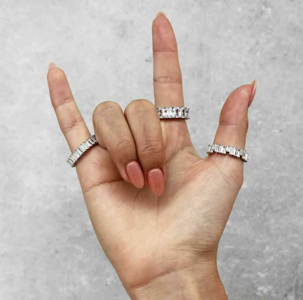 Stil diamantmålning full finger ring bröllop engagemang smycken stapling band ringar för kvinnor gåva254r