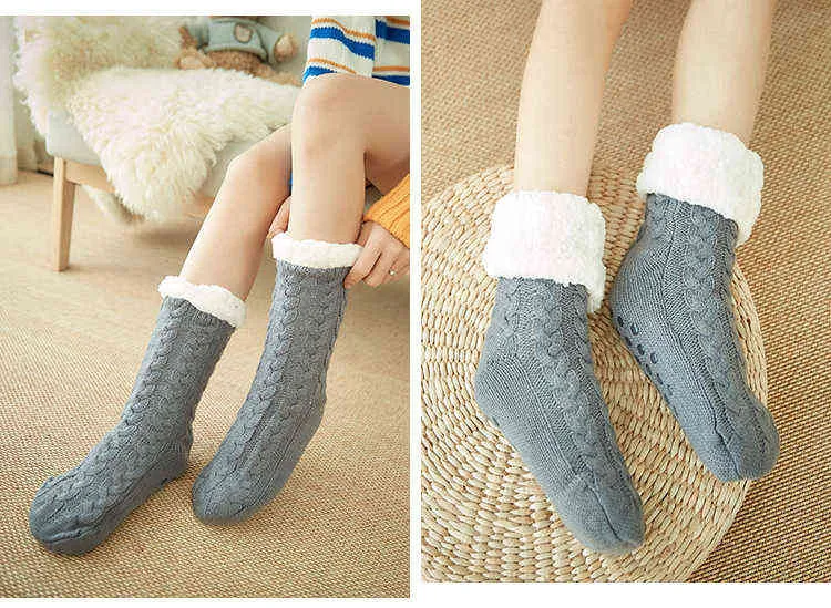 Socks Women Autumn Winter Room Home Sleep Christmas snow Slippers warm Terry thick Carpet woolen Socks Chaussettes Japan Sweets 211221