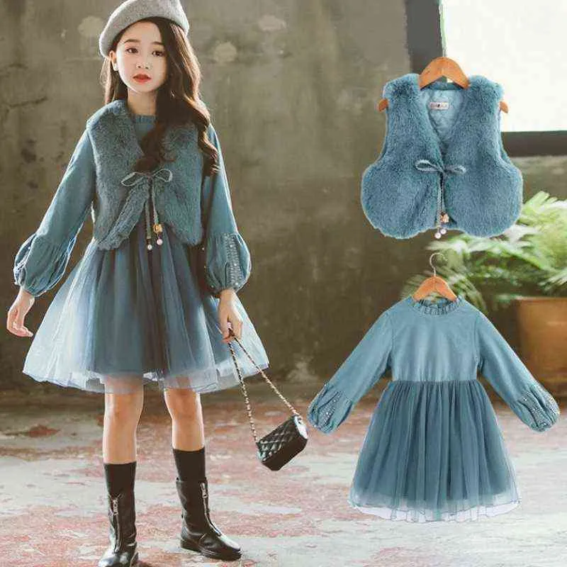 Élégant Automne Robe Princesse À Manches Longues Tutu Robe Enfants Fête D'anniversaire Vêtements Enfants Printemps Robes Pour 10 Ans Filles G1218