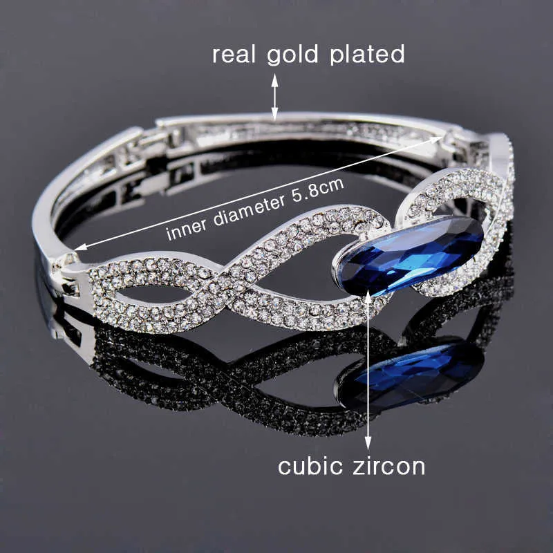 Sinleery Luxury Hollow Infinity Bangle Cuff for Women Rose Gold Color Purple Crystal Bracelets Best Friends Gifts Sl093 Ssa Q0719