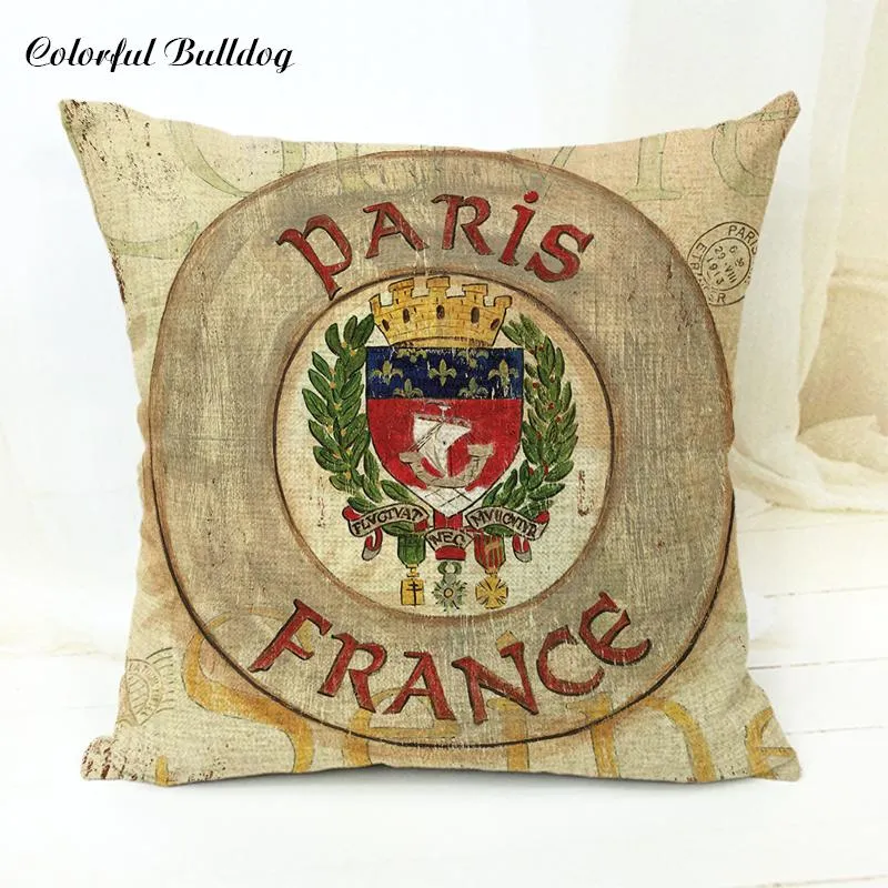 Brésil Français Allemand Irlande Italien Londres Puerto et Espagne Armoiries Faites à la main vintage Shabby Chic Wood Cushion Cover Fundas292f