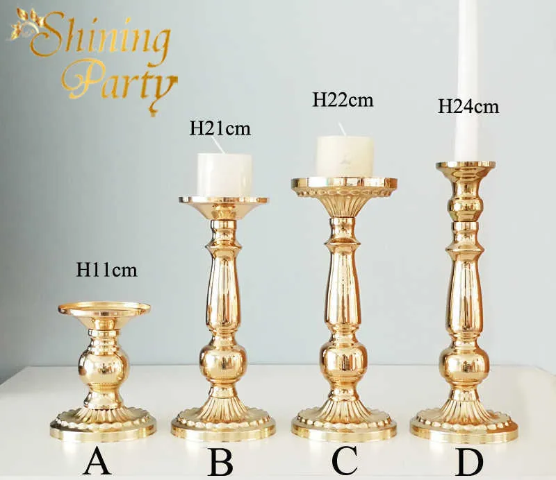 Shining Party Vintage Gold Metall Kerzenhalter, Tischdekoration, Hochzeitsfeier, Hausbar, Weihnachtsdekoration 210722