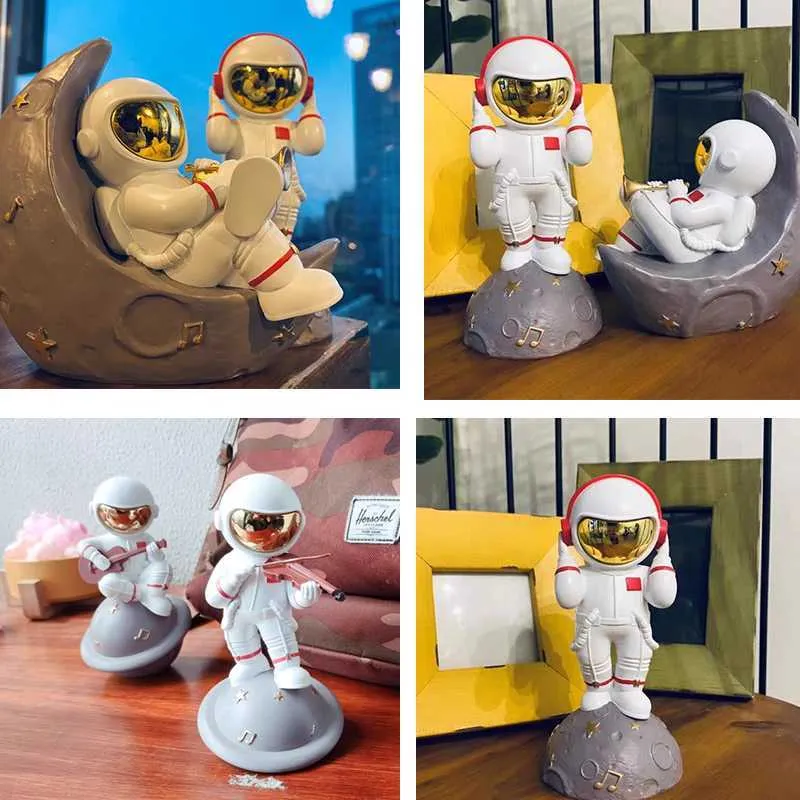 Mini acessórios de jardim decoração para casa personagem resina halloween astronauta estatuetas sala estar espaço homem decoração natal 21199s