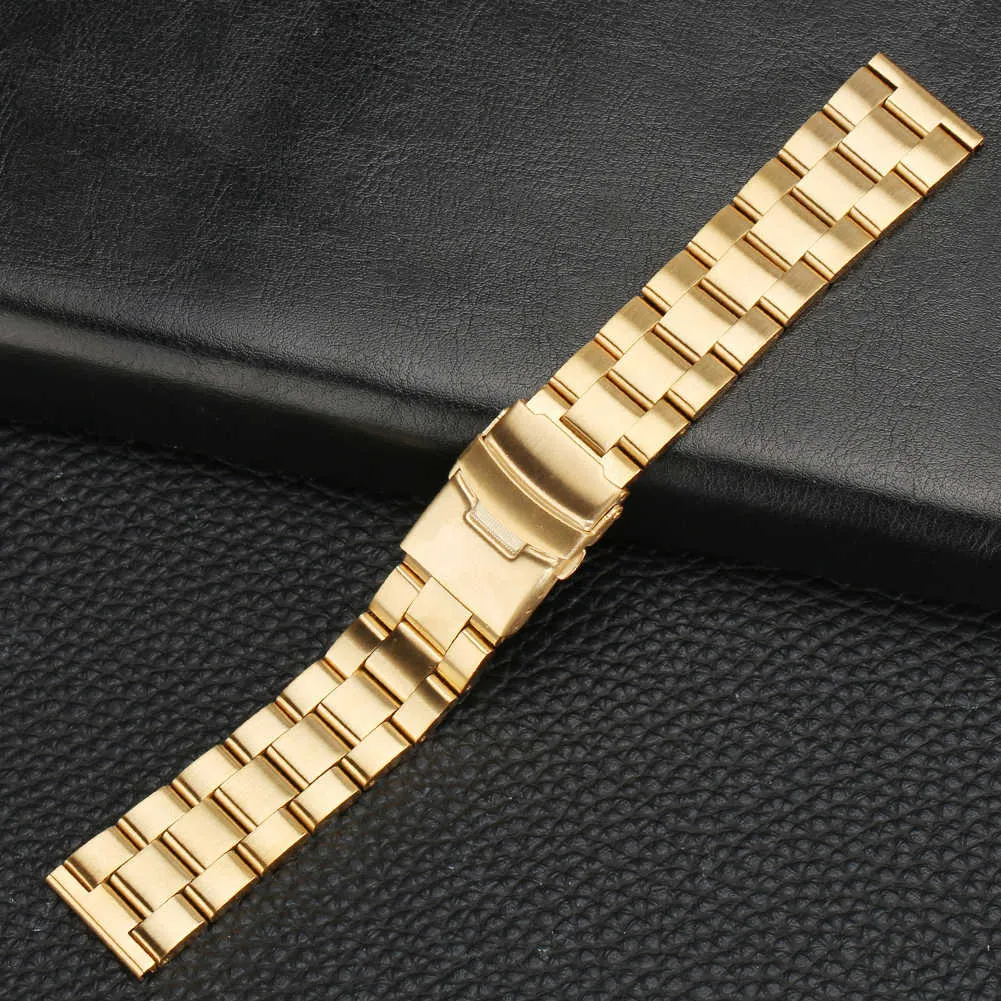 Stainless Steel Strap 20mm 22mm Metal Watch Band Spring Bars Bracelet Wristbands Folding Clasp with Safety Gold Rose Gold Blue H0915