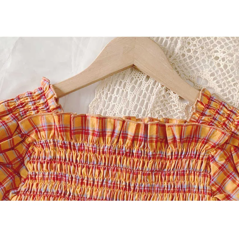 Летняя клетчатая рубашка малыш рубашки для девочек детская одежда Топы блузка 210528