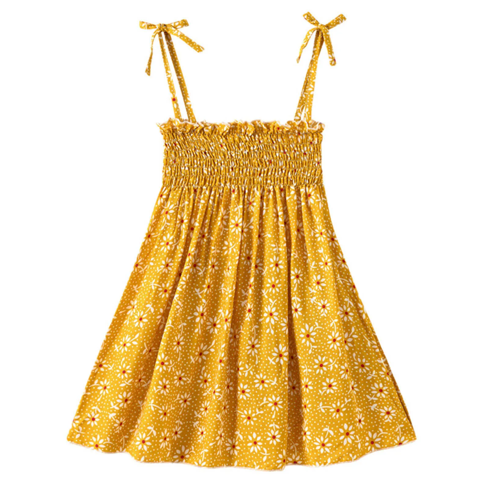 Lindo vestido de verano para niñas niños pequeños florales fruncidos princesa niños niñas ropa Sling vestidos para niñas 1 2 3 4 5 6 años Q0716