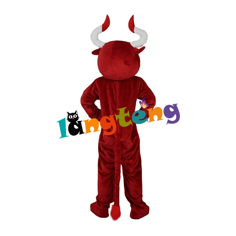 Costumi mascotte848 Costume da mascotte mucca toro bisonte mucca rossa adulti festa in maschera Halloween
