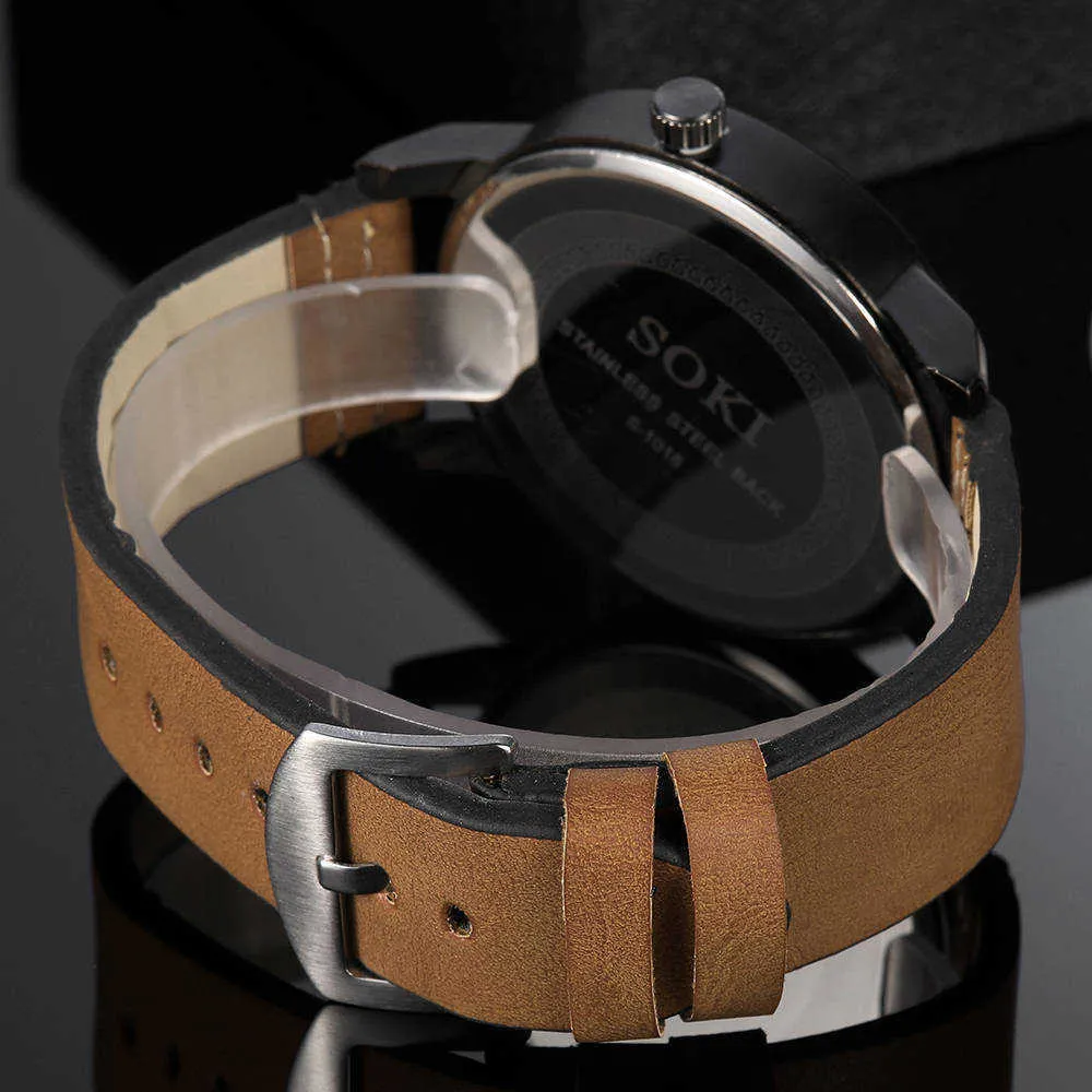 Soki marque européenne et américaine vente chaude mode sport grand cadran montre pour hommes décontracté affaires ceinture calendrier montre à quartz G1022
