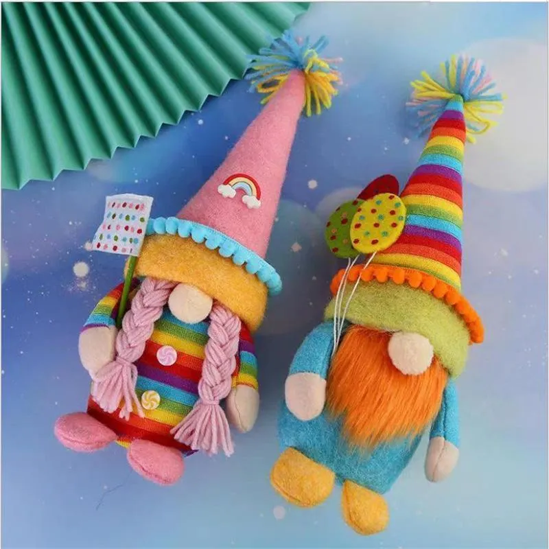 DHL Rainbow Dwarf Toy Fairy Rudolph Faceless Doll Cute Colorful Dolls Window Decoration Ornaments Valentine's Day Christmas Gifts