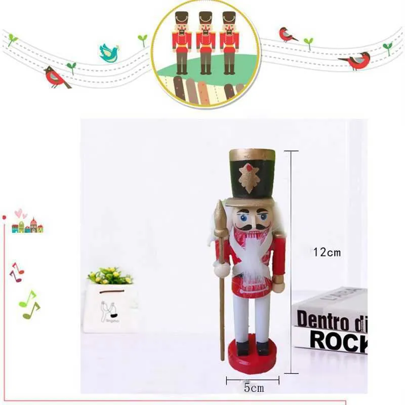 5/Buon Natale Decorazioni Bambini Schiaccianoci Soldato Bambola 12cm Ciondoli in legno Anno Ornamenti Navidad Albero di Natale 211018