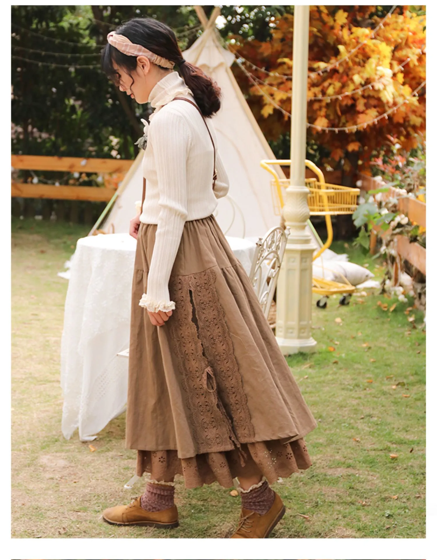 Lamtrip Unique Lolita Layers Princess Kawaii Japanese Girl Lace Patchwork Boutique Skirt Saia Spring 210315