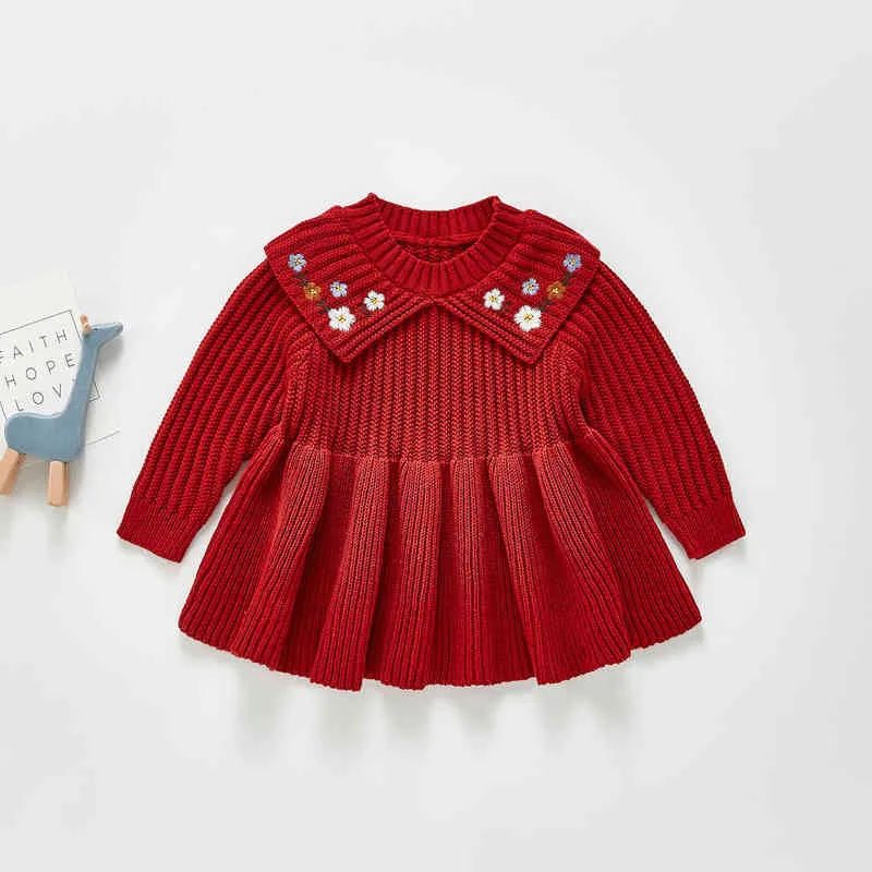 2022 automne hiver bébé filles tricoté robe pull princesse élégant enfant en bas âge enfants chaud Costume infantile enfants vêtements de noël G1215