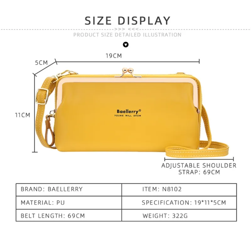 Damentaschen PU-Leder Clutch Lange Brieftasche Business Schultertasche Handtasche Große Kapazität Reißverschlusstasche