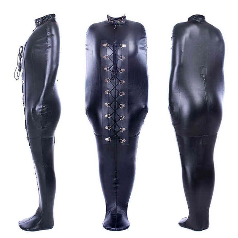 Bondage bodysuit pu läder full väska bdsm bindemedel straitjacket sovsäck fetisch slav begränsningar sele kostym 11231569304