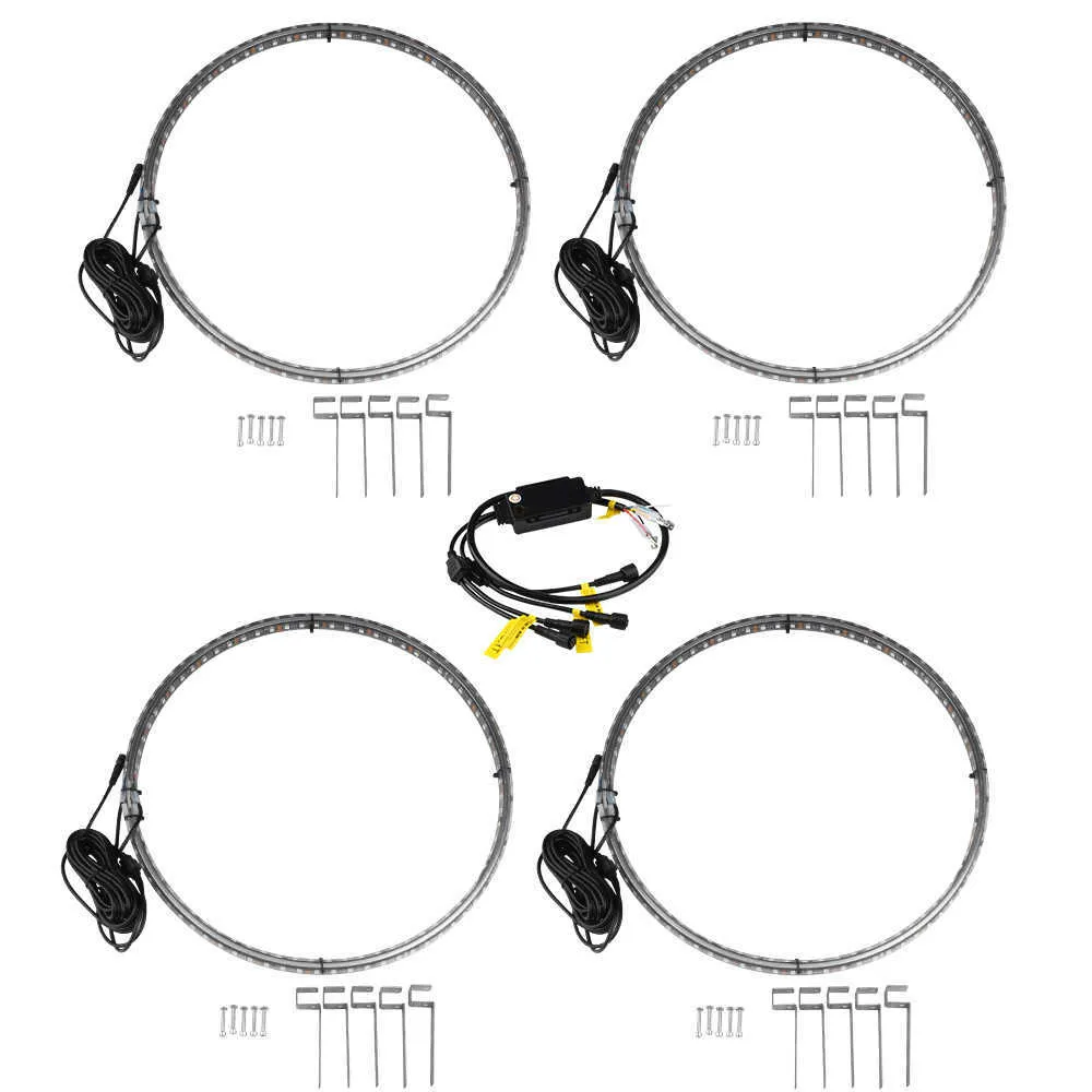 4 adet 15 5 inç araba lastik atmosferi ışık çubuğu Bluetooth RBG Renk Tekerlek Halkası Şok geçirmez su geçirmez Otomatik Tekerlek Işık Yüzük 302U