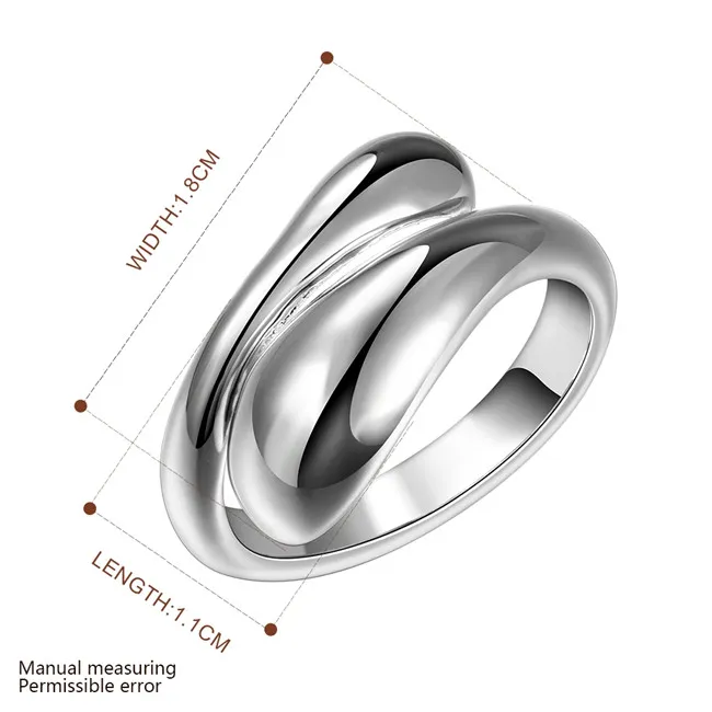 unisex dubbel rund huvud sterling silver pläterade ringar storlek öppen dmsr012 populära 925 silverplatta finger ring smyckeband ringar282y