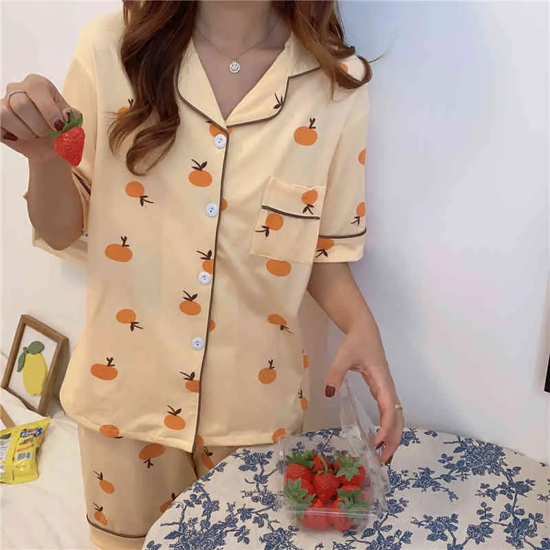 Meninas de verão elegante sleepwear de alta qualidade Homewear impresso de algodão princesa doce pijama conjuntos 210525