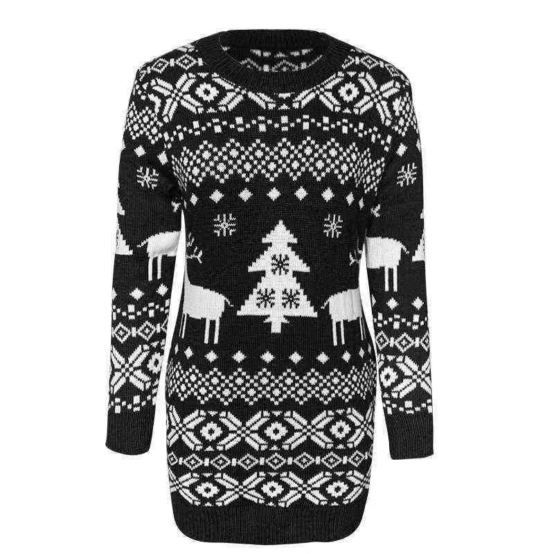 Boże Narodzenie Sweter Kobiety Boże Narodzenie Jeleń Ciepłe Dzianiny Z Długim Rękawem Sweter Jumper Top Zima Jesień Swetry Plus Rozmiar 211103