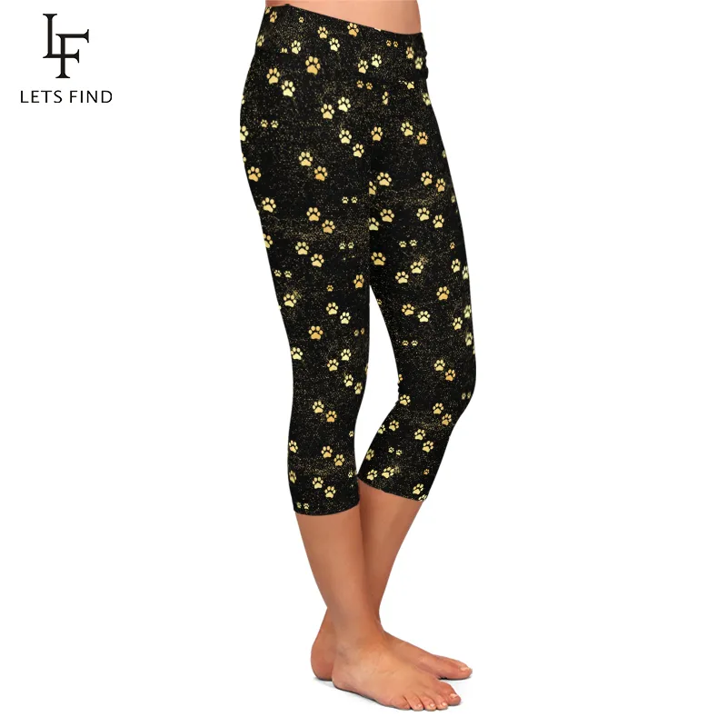 Dames leggings elastische legging honden poot geprinte broek hoge taille plus size midcalf 34 stretch casual leggings fou zomer 201014