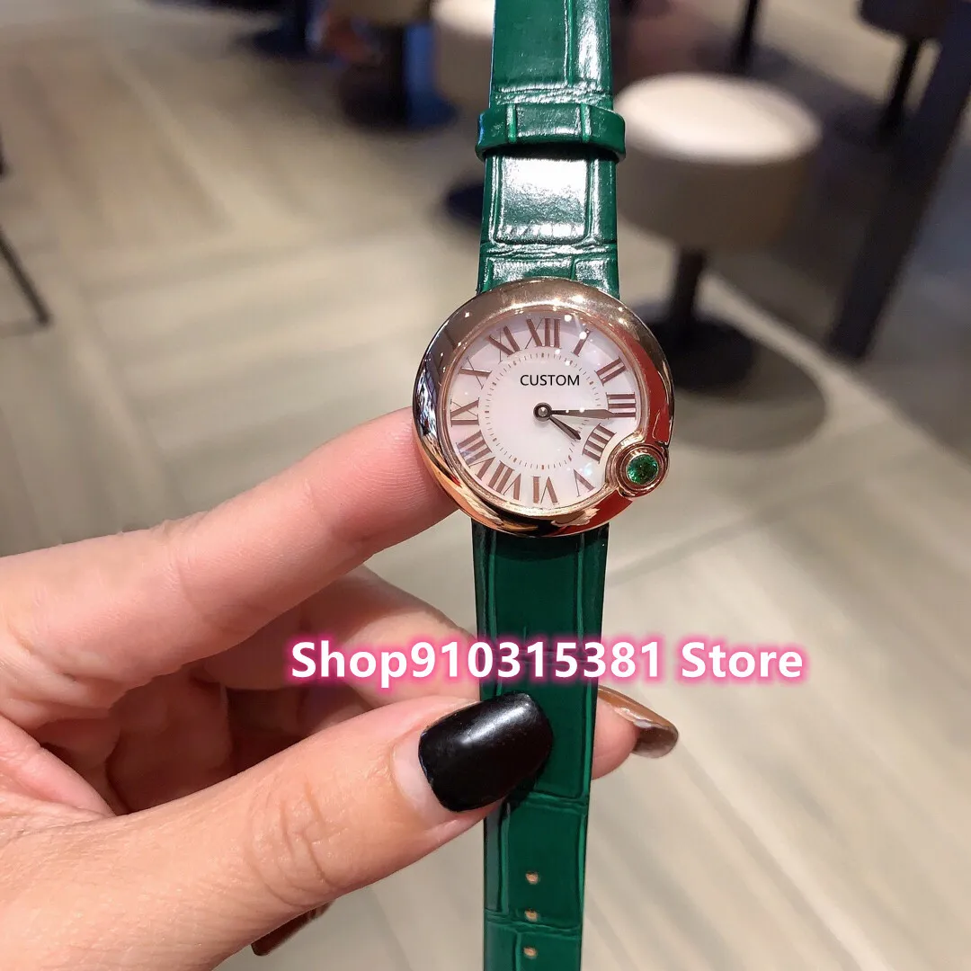 Classic New Geometric Green Gem Wristwatch Women Stainless Steel Rome Number watches Female Quartz clock Genuine leather