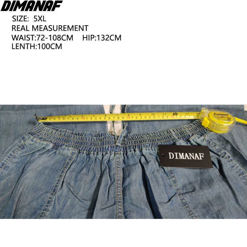 DIMANAF Plus Size Women Jeans Pants High Waist Denim Harem Female Elastic Wide Leg Pants Belt Blue Trousers Oversize S-5XL 210730