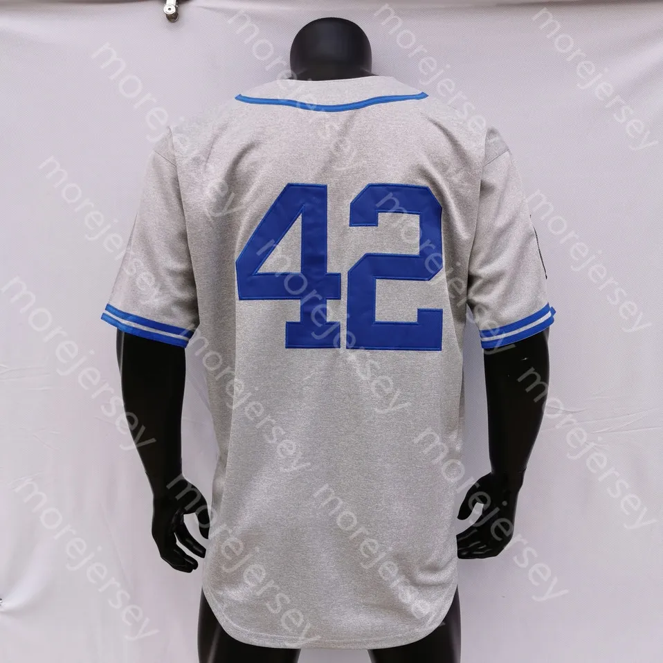 Maillots de baseball Jackie Robinson Jersey 1955 Crème Gris Blanc Noir Bleu Mode Gris Salut au Service Hall Of Fame Patch