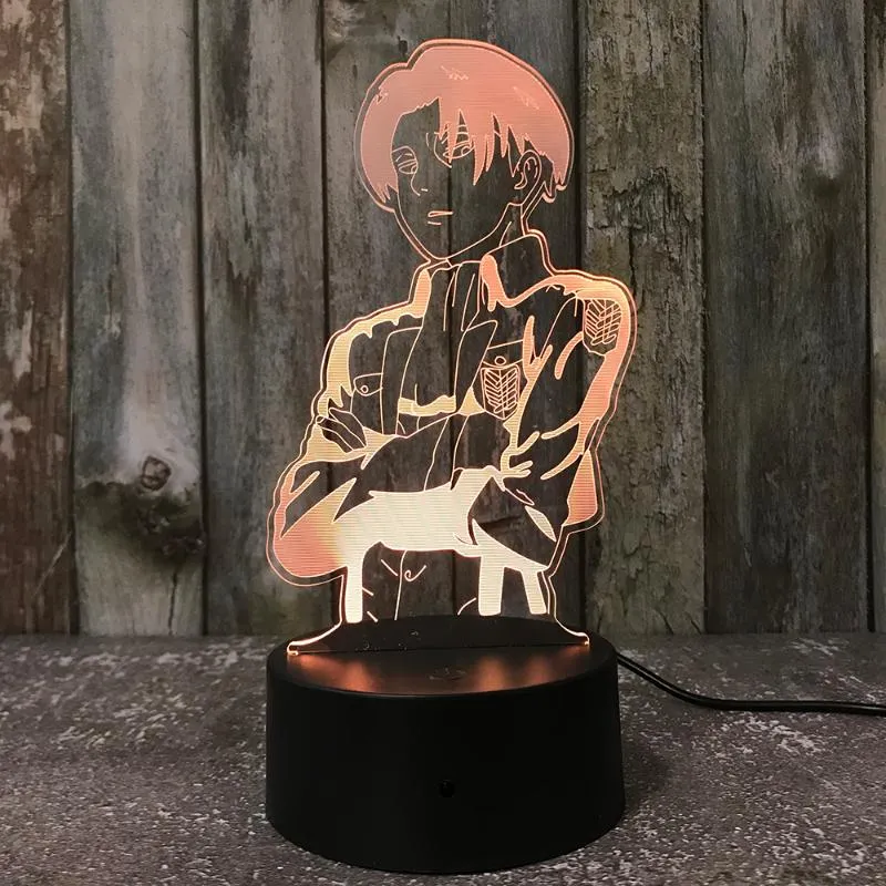 Lumières nocturnes USB Eren erwin Smith Attaque sur Titan Anime Lampe Table Cadeau Gift As Child Home Living Room Bedroom Decoration Nightli295h