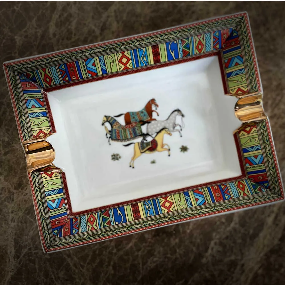 Ręcznie robiony wzór siatki sztuki ceramiczny cygaro popielniczka ładna luksusowy dymy popielnik taca uchwyt cygara stolik biurka akcesoria