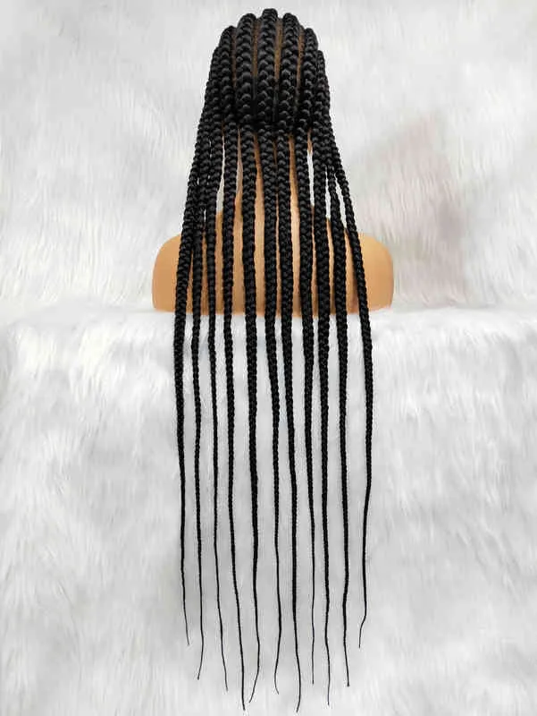 Örgülü peruklar tam dantel peruk 34 inçler Siyah kadınlar için saç örgülü saçlar Sentetik kutu örgüler tüm 2201214317807 için saç perukları