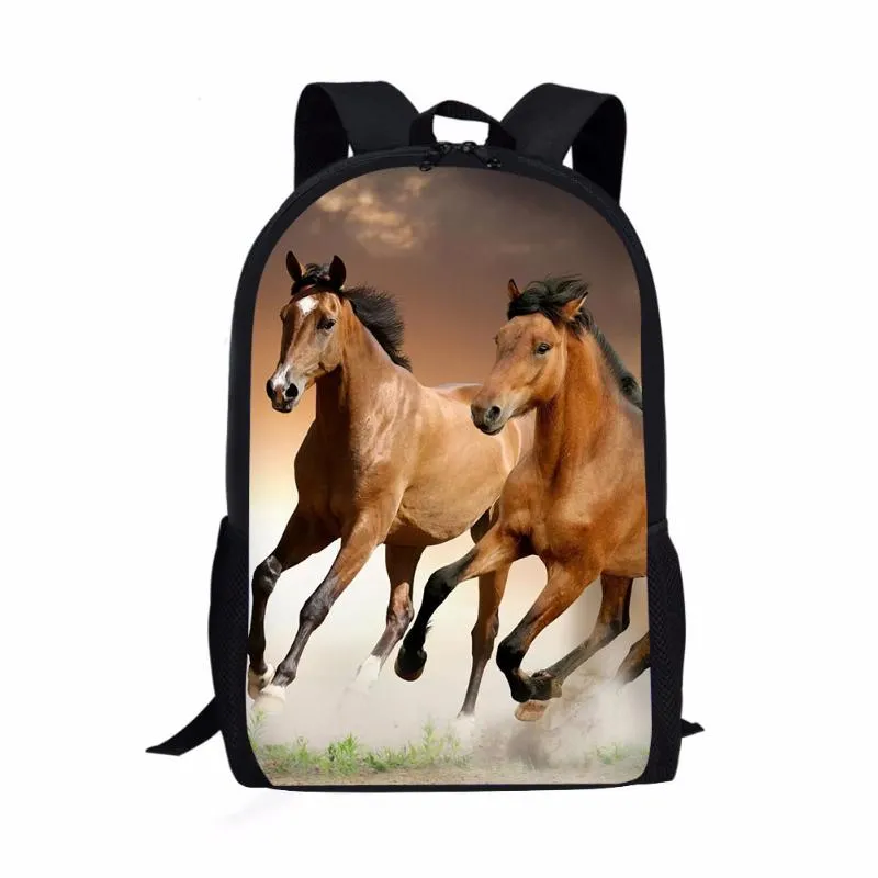 Sacs d'école 2021 Fashion Horse 3D Print pour adolescents garçons filles primaires enfants sac à dos Sac à livres d'étudiant Satchel Mochila Infantil206