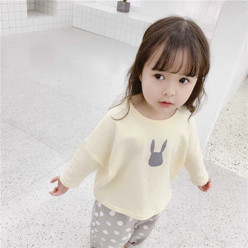 Höst Boys Tjejer Tecknade Koreanska Stil T-shirts Baby Boys Bomull Långärmad T-tröjor Toddler Kids Söt Toppar 210615