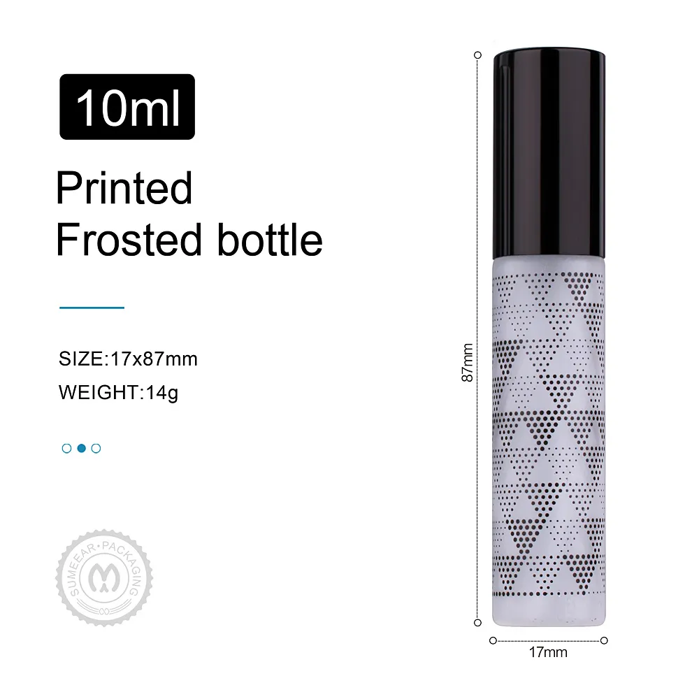 50 stks / partij 10 ml Frosted Glass Atomizer Fles Gekleurde Dots Aluminium Cap Spray Parfum Fles Flessen Container