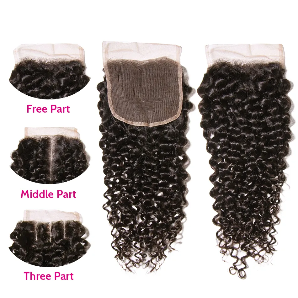 Wholesale Бразильский Remy Кудрявые 4x4 HD кружевные замыкания человеческие волосы натуральный цвет 12-20 дюймов 1 шт.