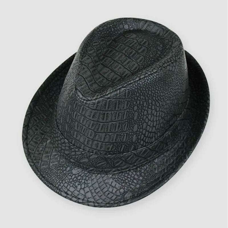 Fibonacci Hats для мужчин Англия Fedora Jazz Hat Mans Vintage Pu Кожаная зимняя панама шляпа шляпа Cap Классическая версия Gentlema249J