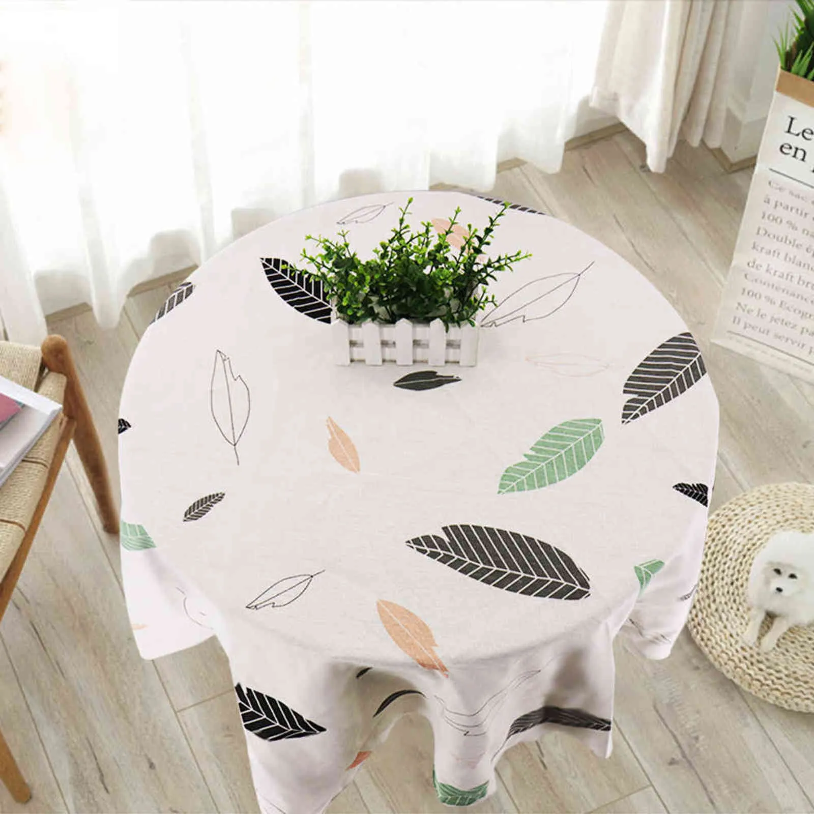 Imprimé coton lin nappe ronde cuisine nordique salle à manger tissu moderne couverture de jardin mariage décoration de la maison 211103