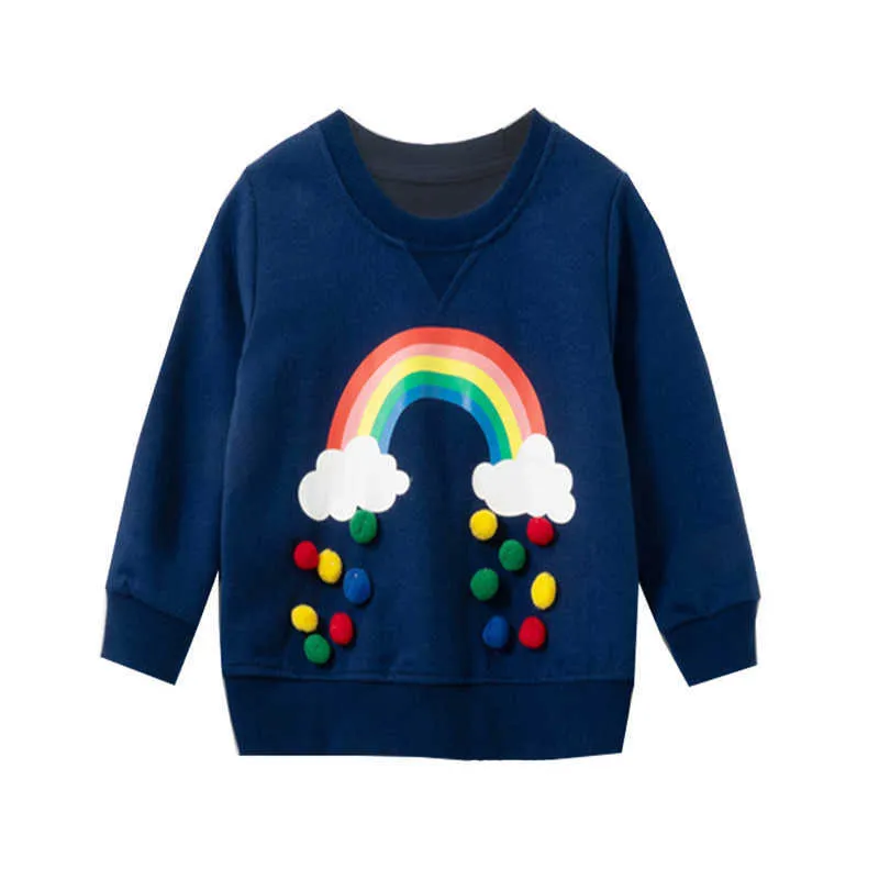 Jumping Meters Rainbow Sweatshirts für Kinder Mädchen Baumwollkleidung Verkauf Einhorn Kleinkind Sport Tops Herbst Frühling 210529