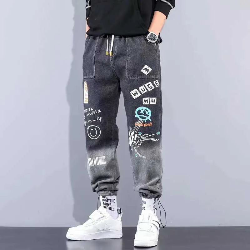 Hommes jeans pantalons streetwear hommes denim pantalon 2021 automne cheville longueur hip hop jeans pantalons pantalons de survêtement X0621
