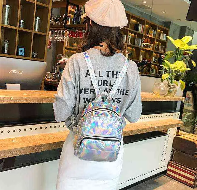 Mini sacs à dos laser pour femmes argent mode laser sac à dos sac de jeunesse adolescentes femme tendance coréenne personnalité sac d'école Y1105